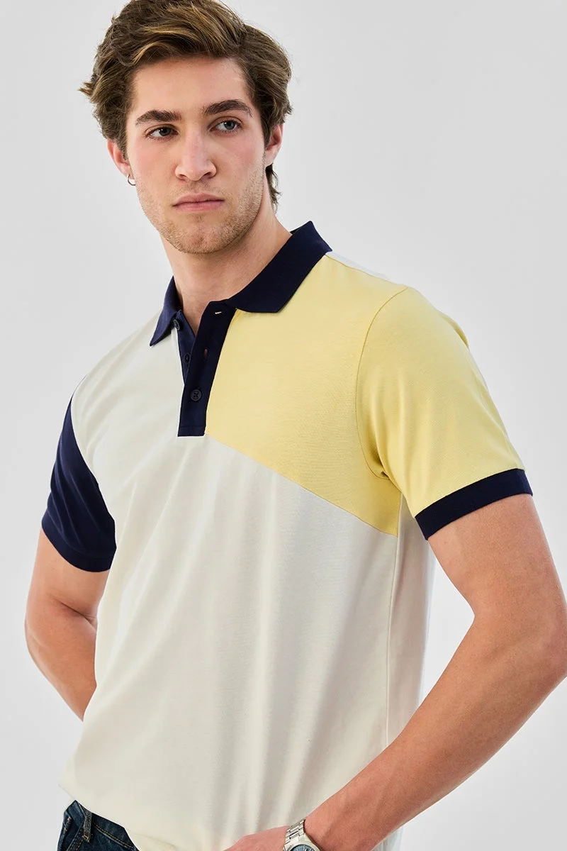 سنيتش تي شيرت بولو قطن % بقصة عادية بألوان متداخلة